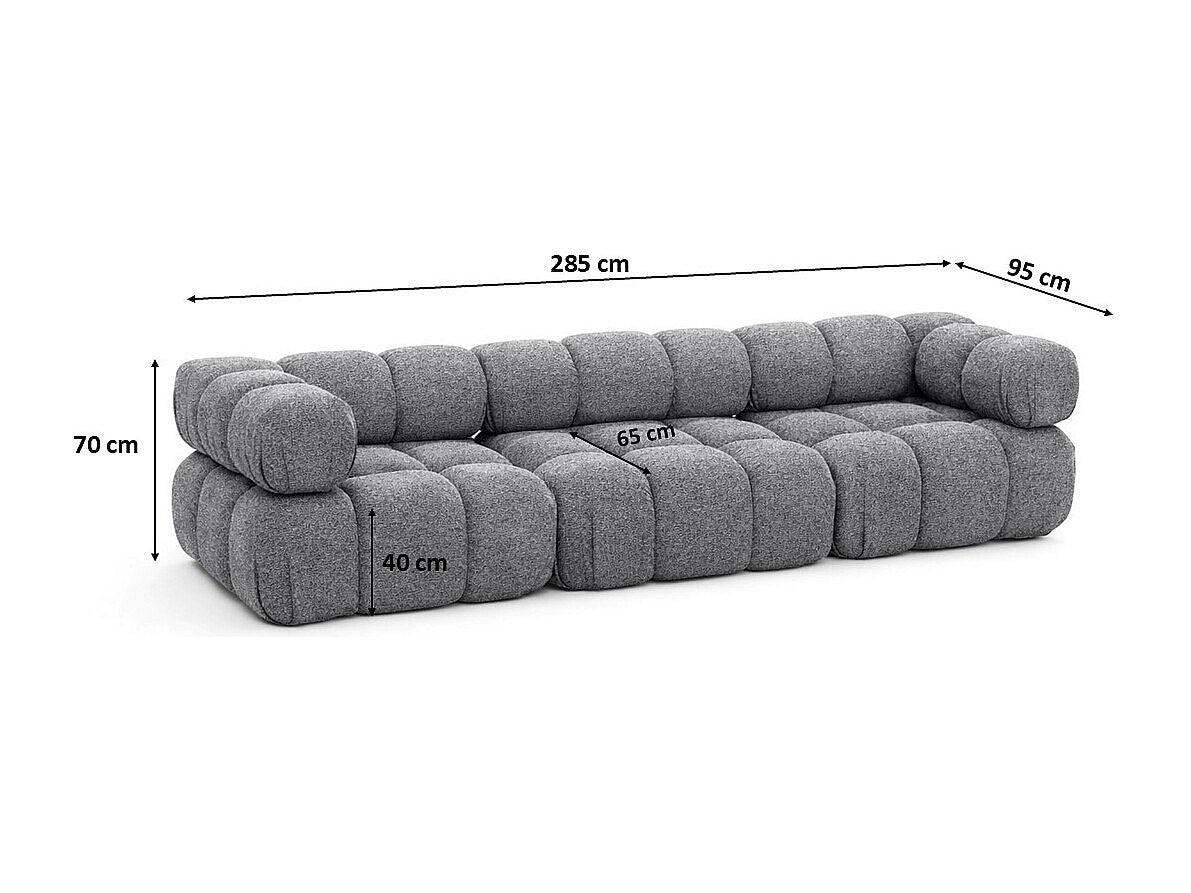 Canapé modulable 3 places gris tissu
