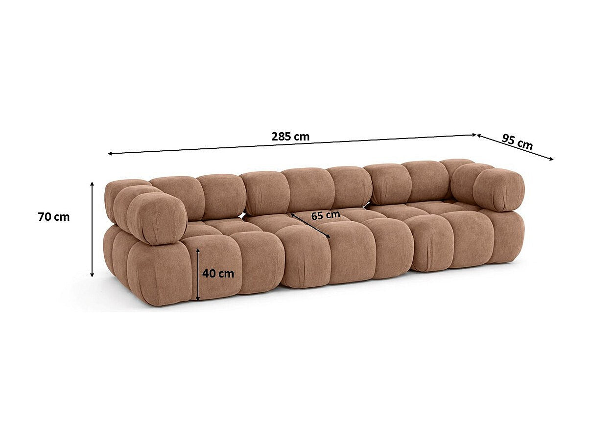 Canapé modulable 3 places marron tissu