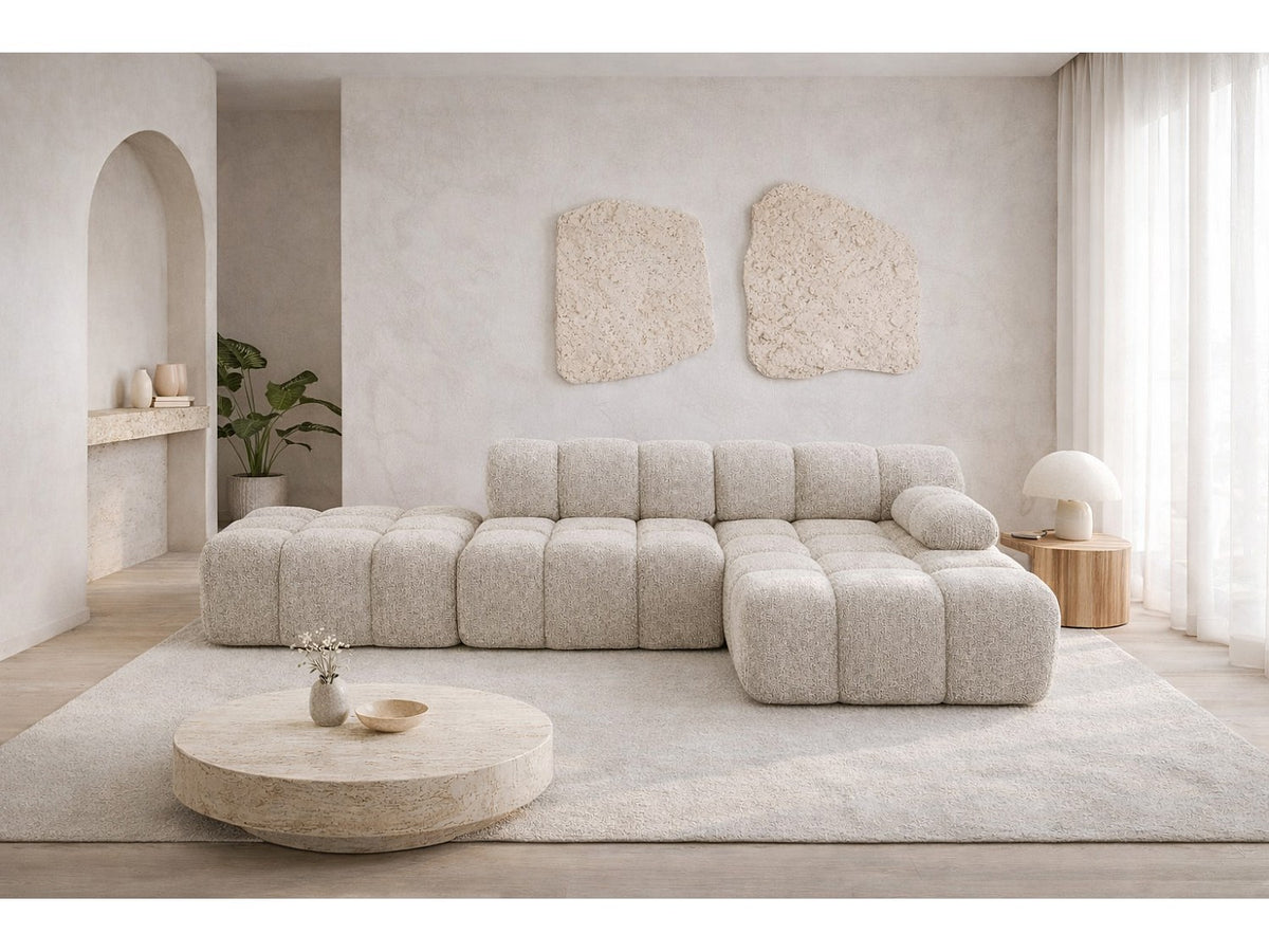 Pouf pour canapé modulable beige tissu