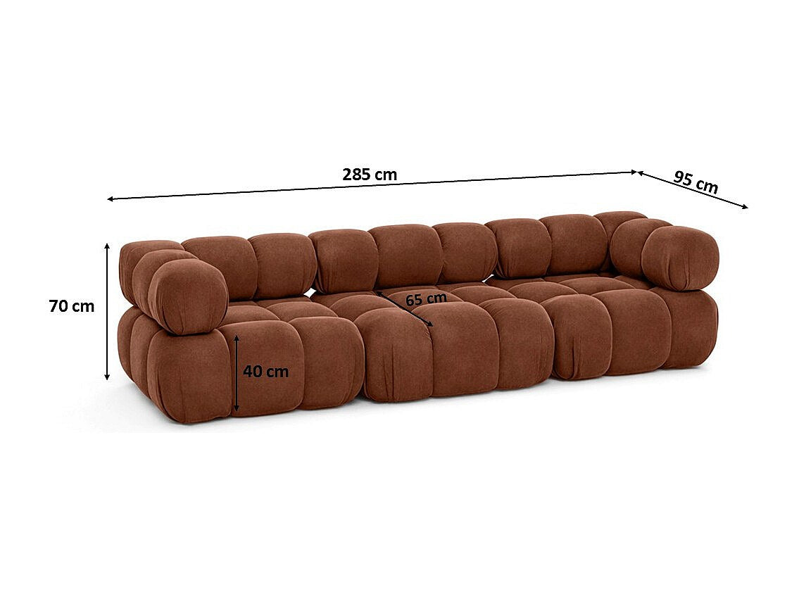 Canapé modulable 3 places marron tissu