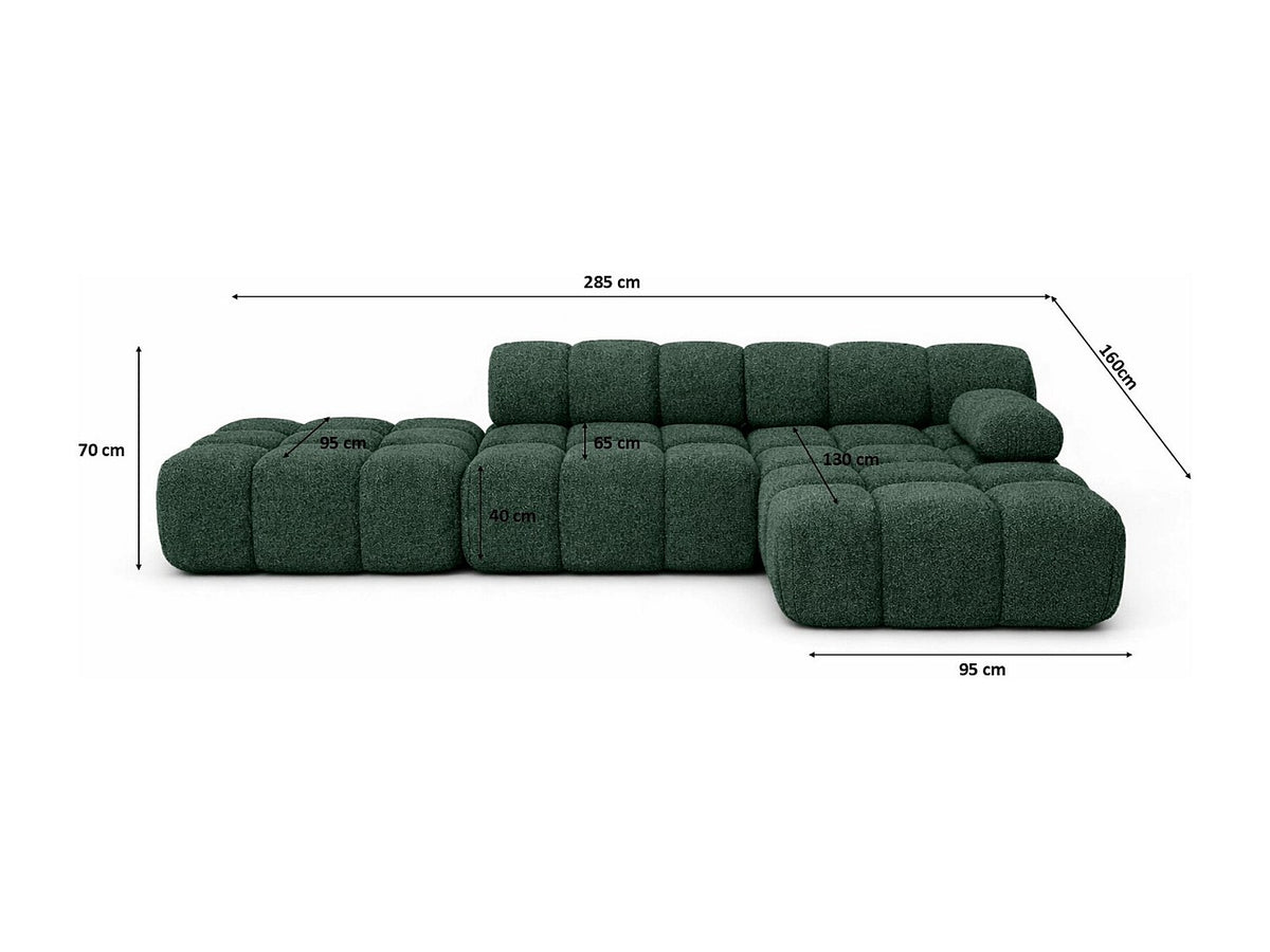 Pouf pour canapé modulable vert tissu