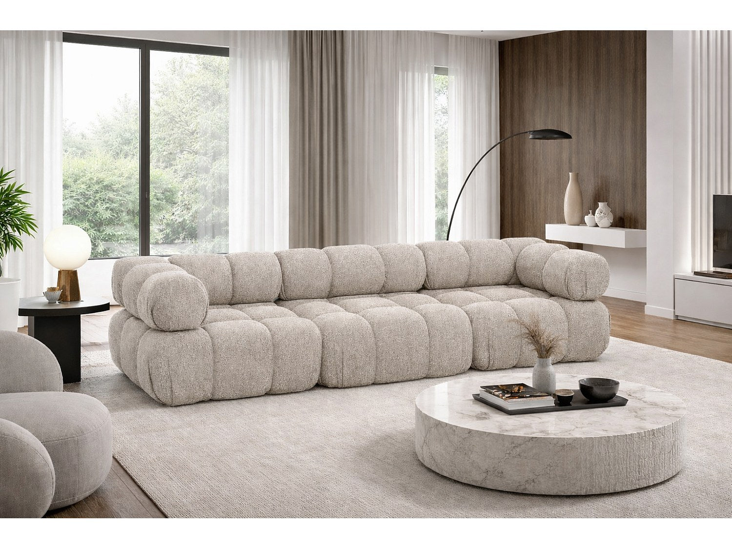 Canapé modulable 3 places beige tissu