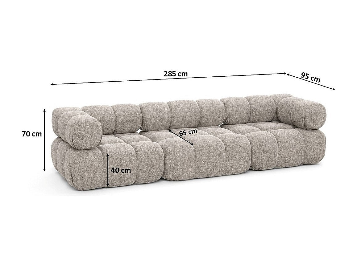Canapé modulable 3 places beige tissu