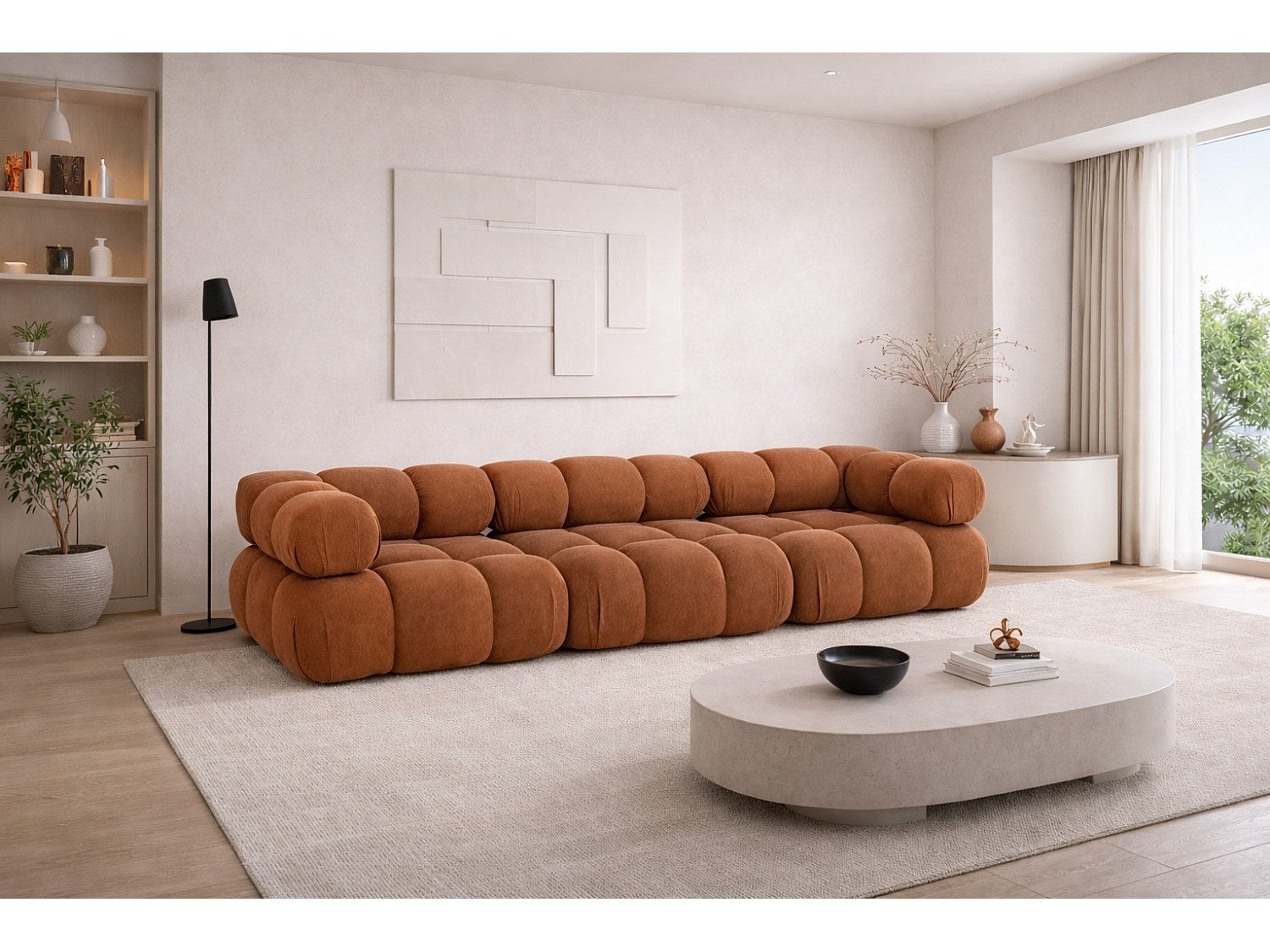 Canapé modulable 3 places marron tissu