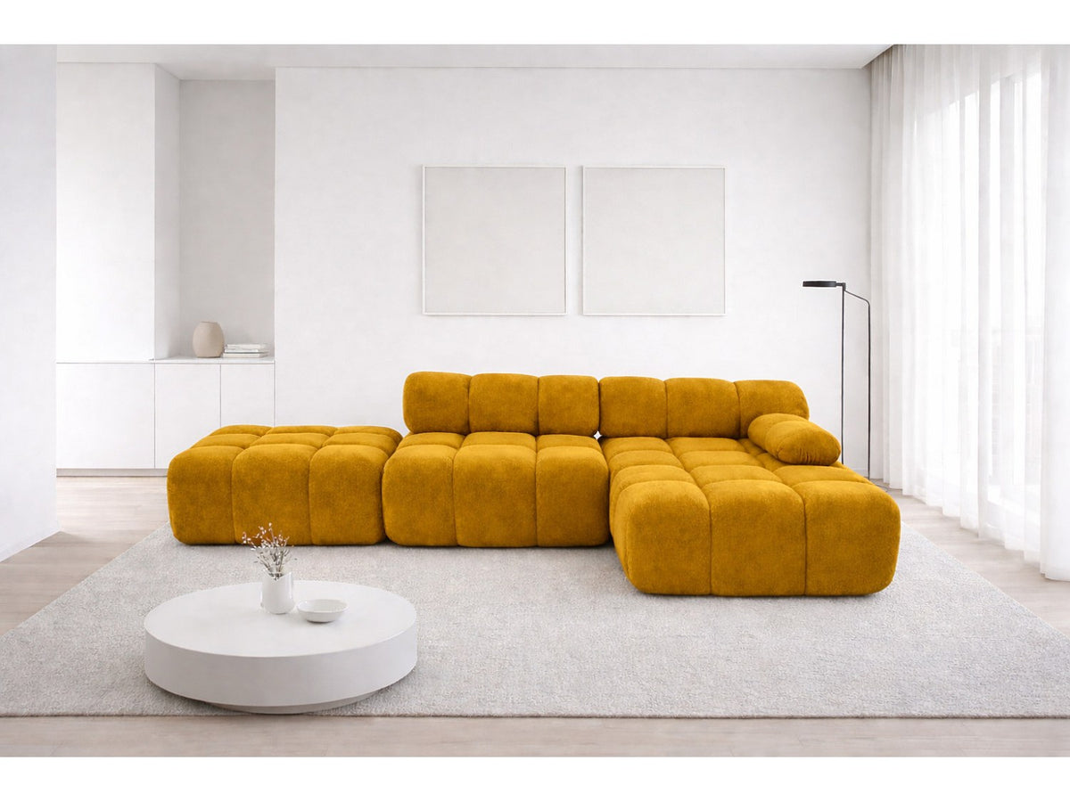 Pouf pour canapé modulable jaune tissu
