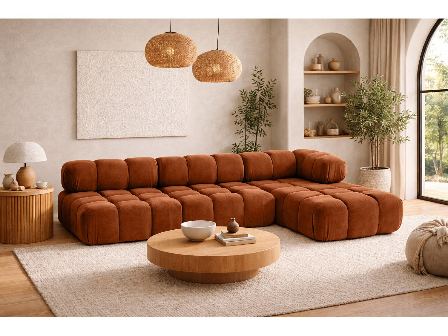 Canapé modulable marron tissu