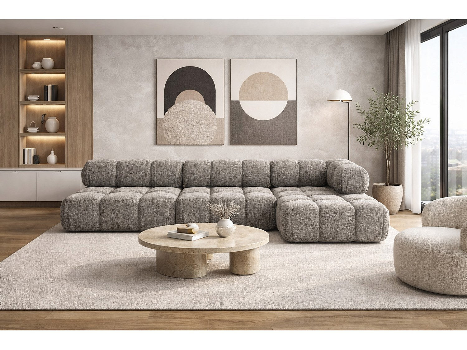 Canapé modulable marron tissu