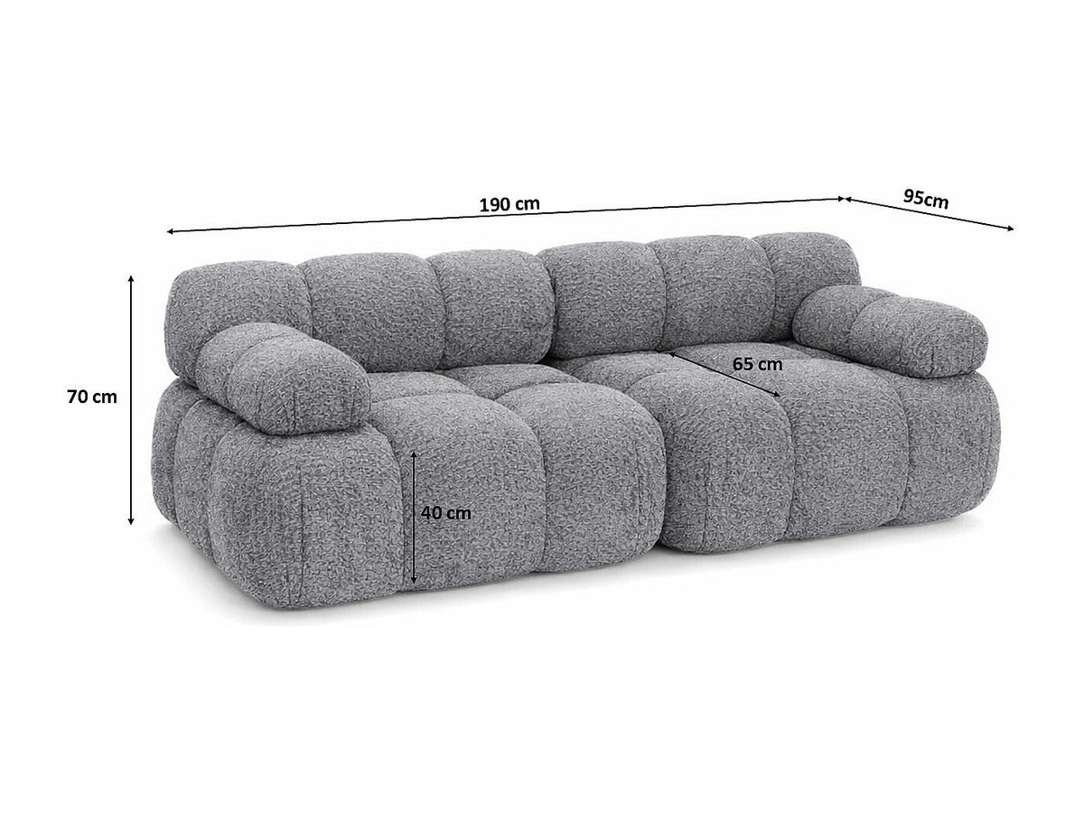 Canapé modulable 2 places gris tissu