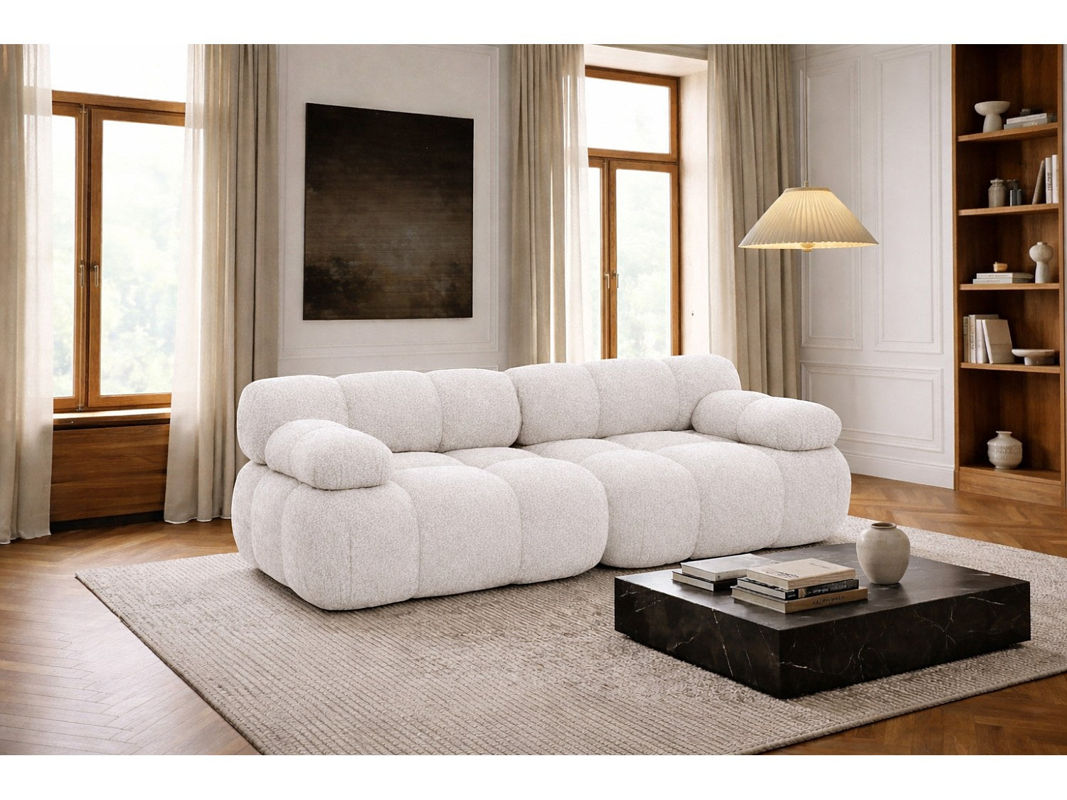 Canapé modulable 2 places beige tissu
