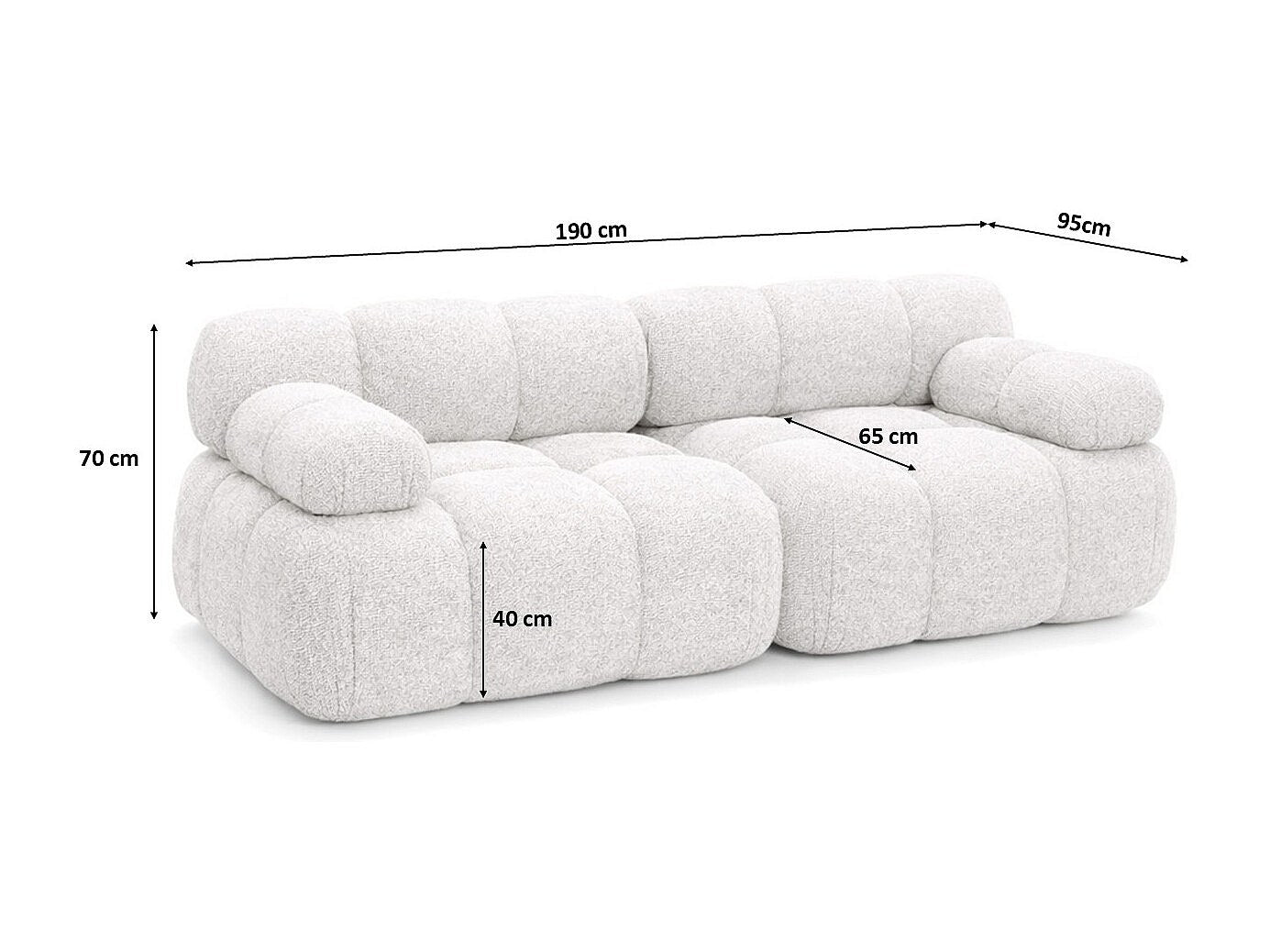 Canapé modulable 2 places beige tissu