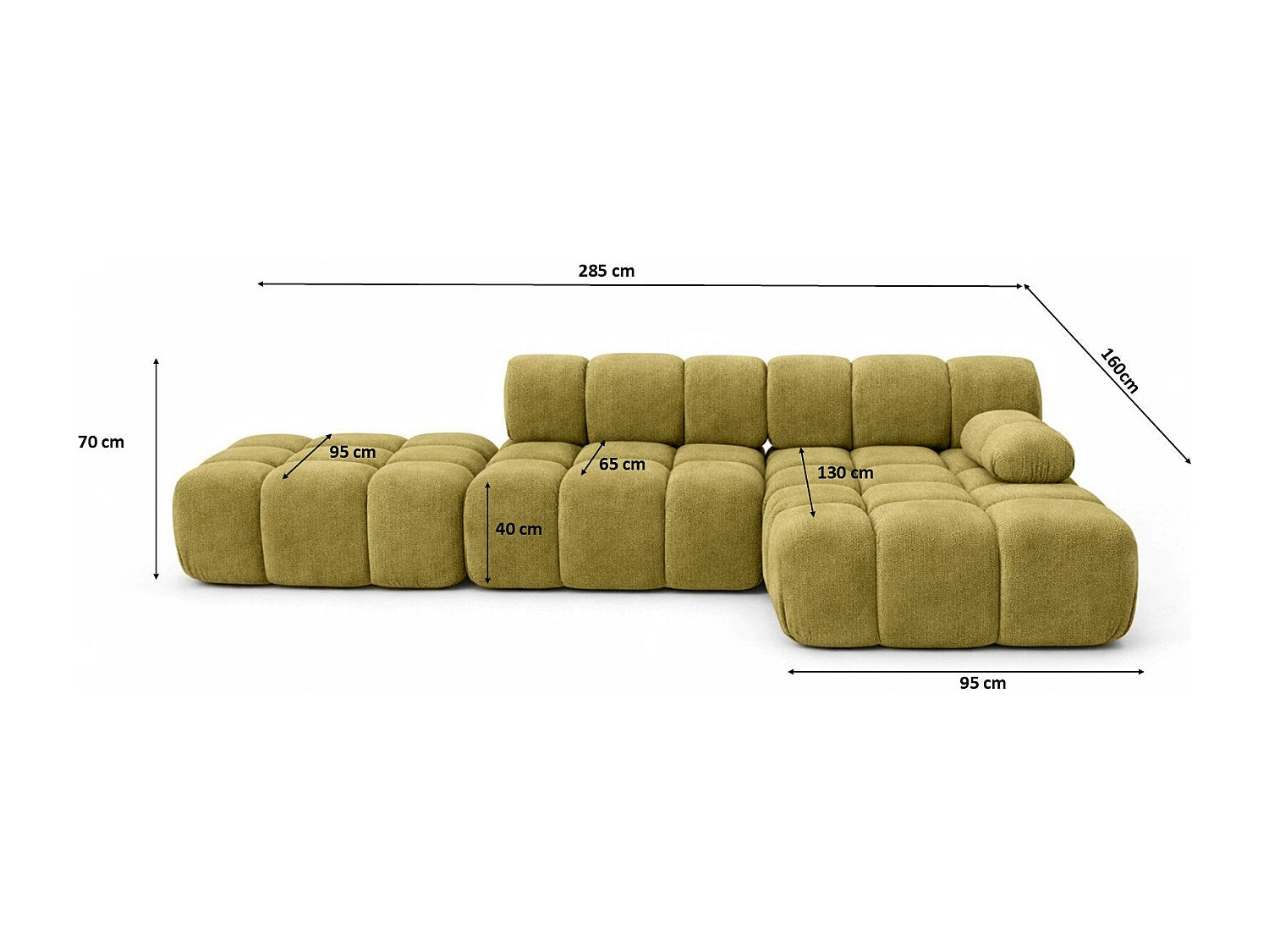 Pouf pour canapé modulable vert tissu
