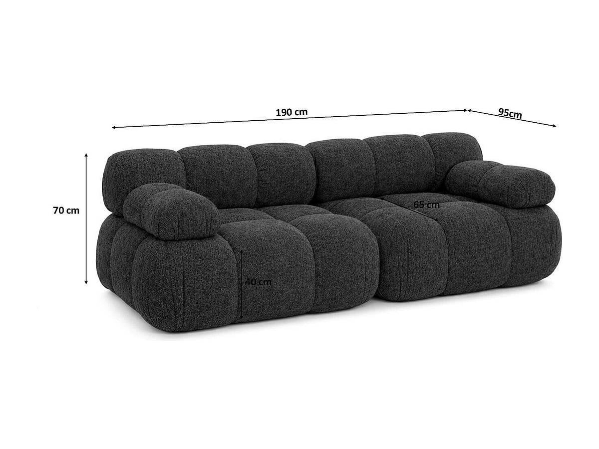 Canapé modulable 2 places gris tissu