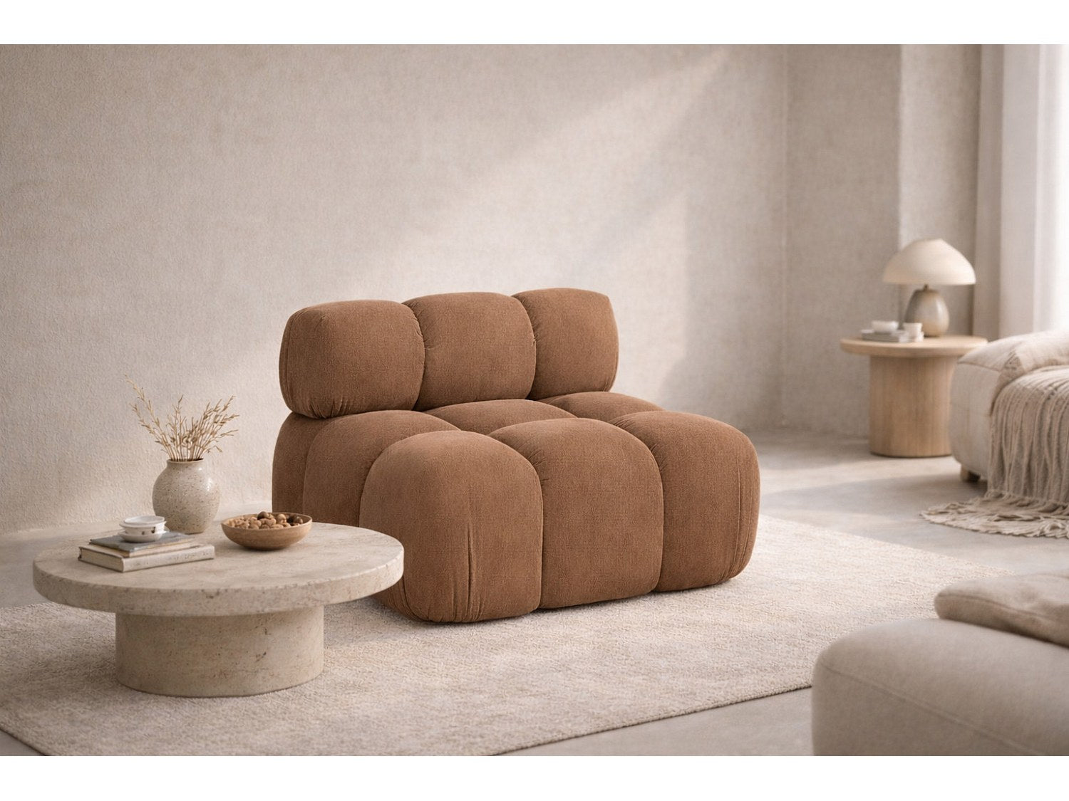 Canapé modulable marron tissu