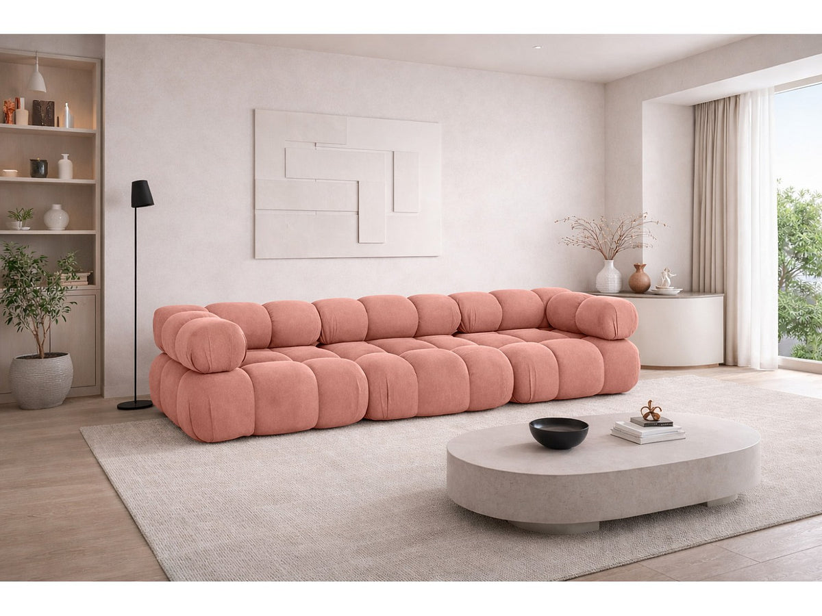 Canapé modulable 3 places rose tissu