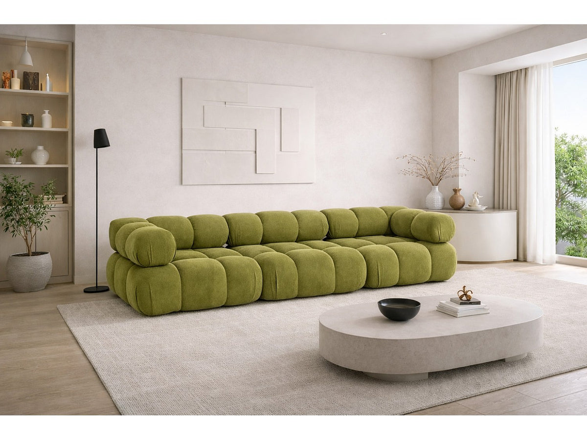 Canapé modulable 3 places vert tissu