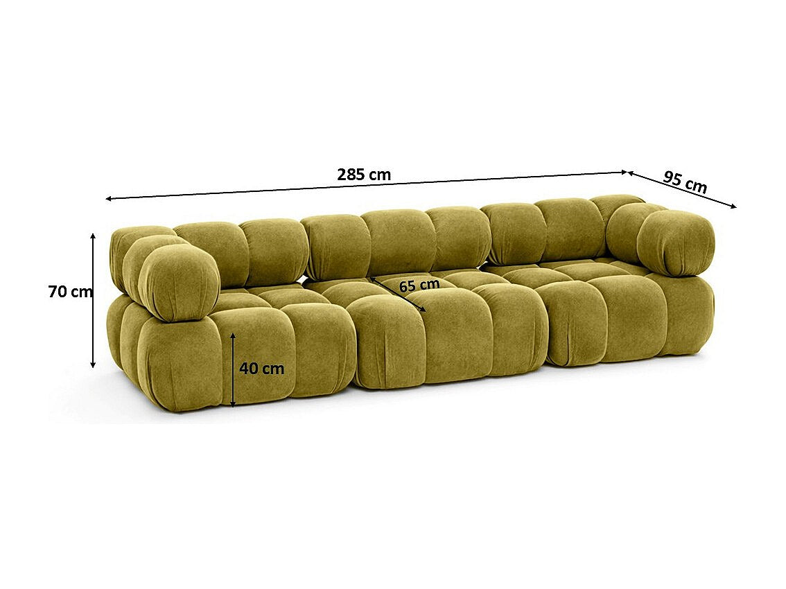 Canapé modulable 3 places vert tissu