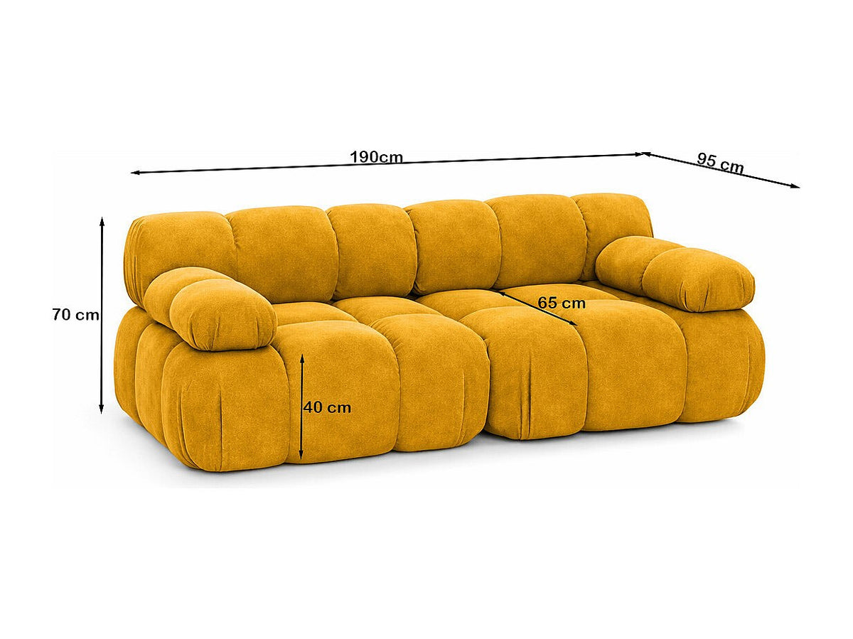 Canapé modulable 2 places jaune tissu