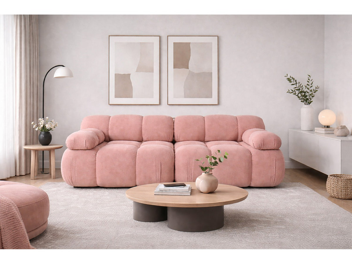 Canapé modulable 2 places rose tissu