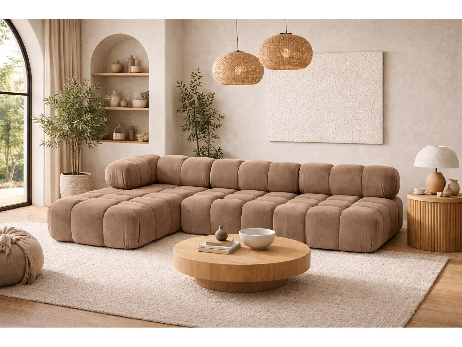 Canapé modulable marron tissu