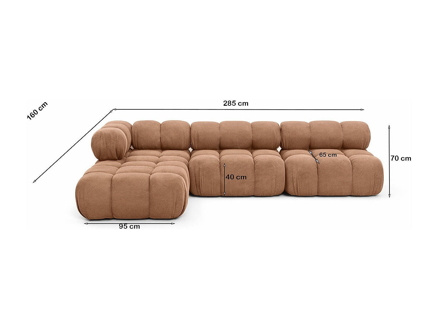 Canapé modulable marron tissu