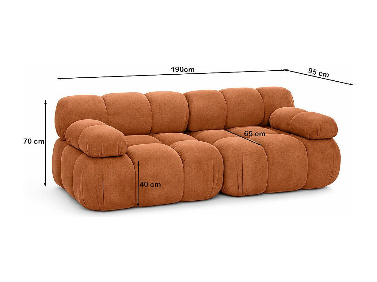 Canapé modulable 2 places marron tissu