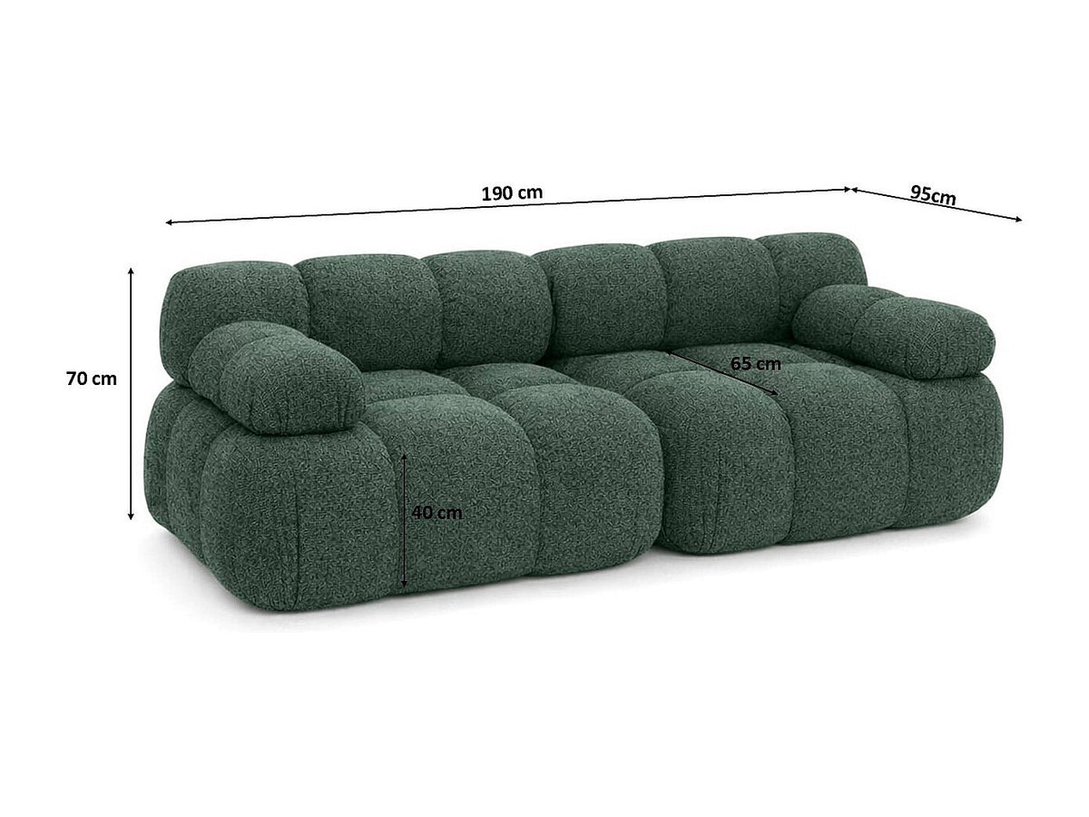 Canapé modulable 2 places vert tissu