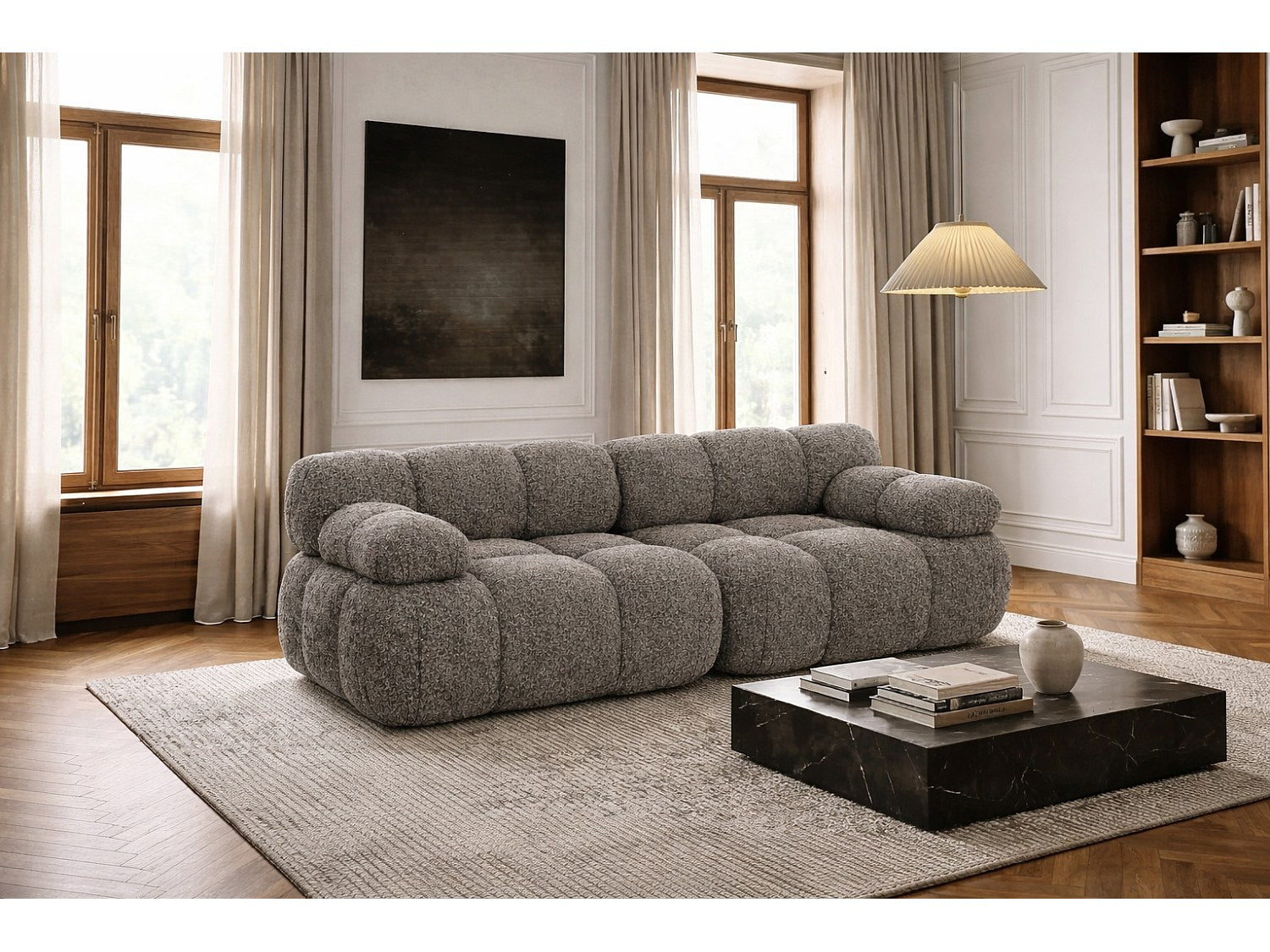 Canapé modulable 2 places marron tissu