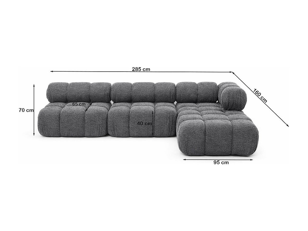 Canapé modulable gris tissu