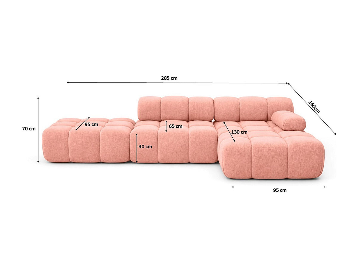 Pouf pour canapé modulable rose tissu