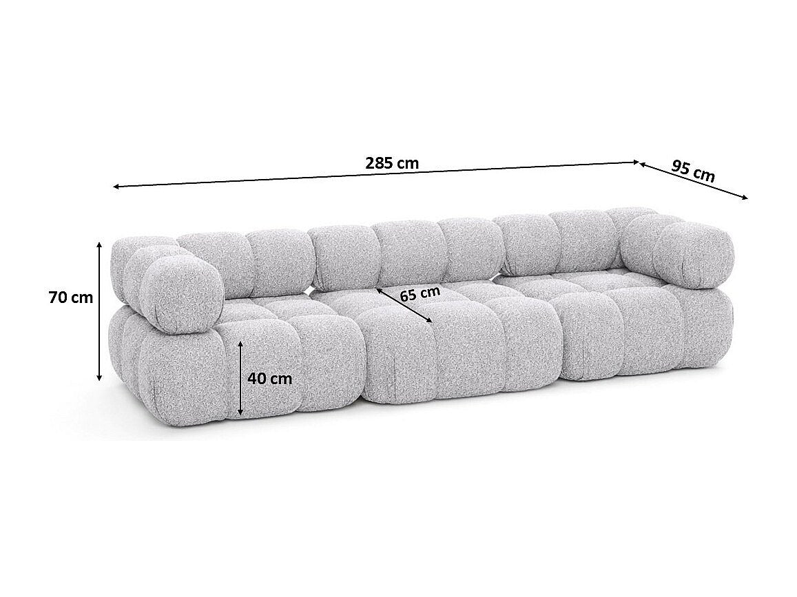 Canapé modulable 3 places gris tissu