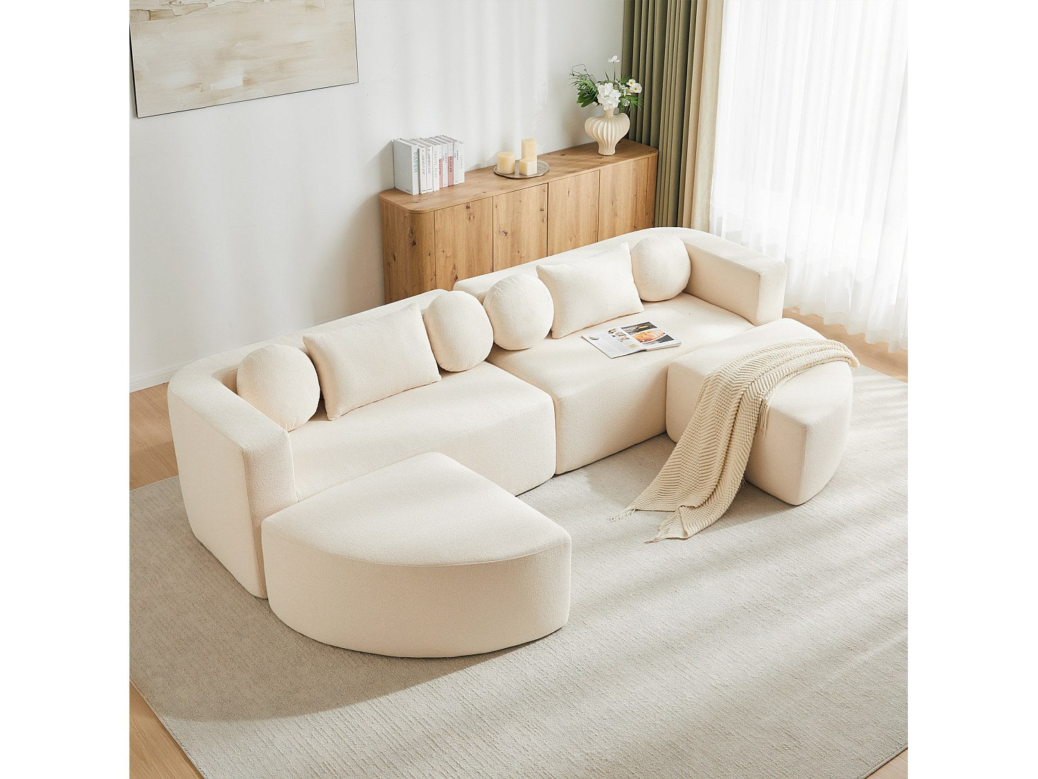 Canapé modulable beige tissu