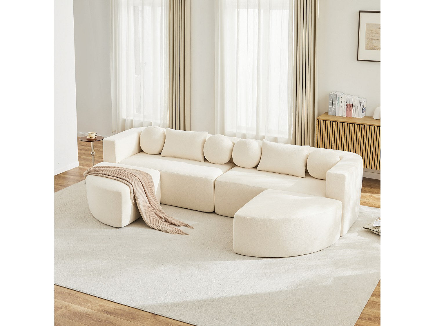 Canapé modulable beige tissu