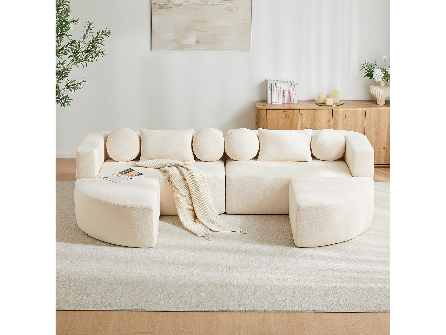 Canapé modulable beige tissu
