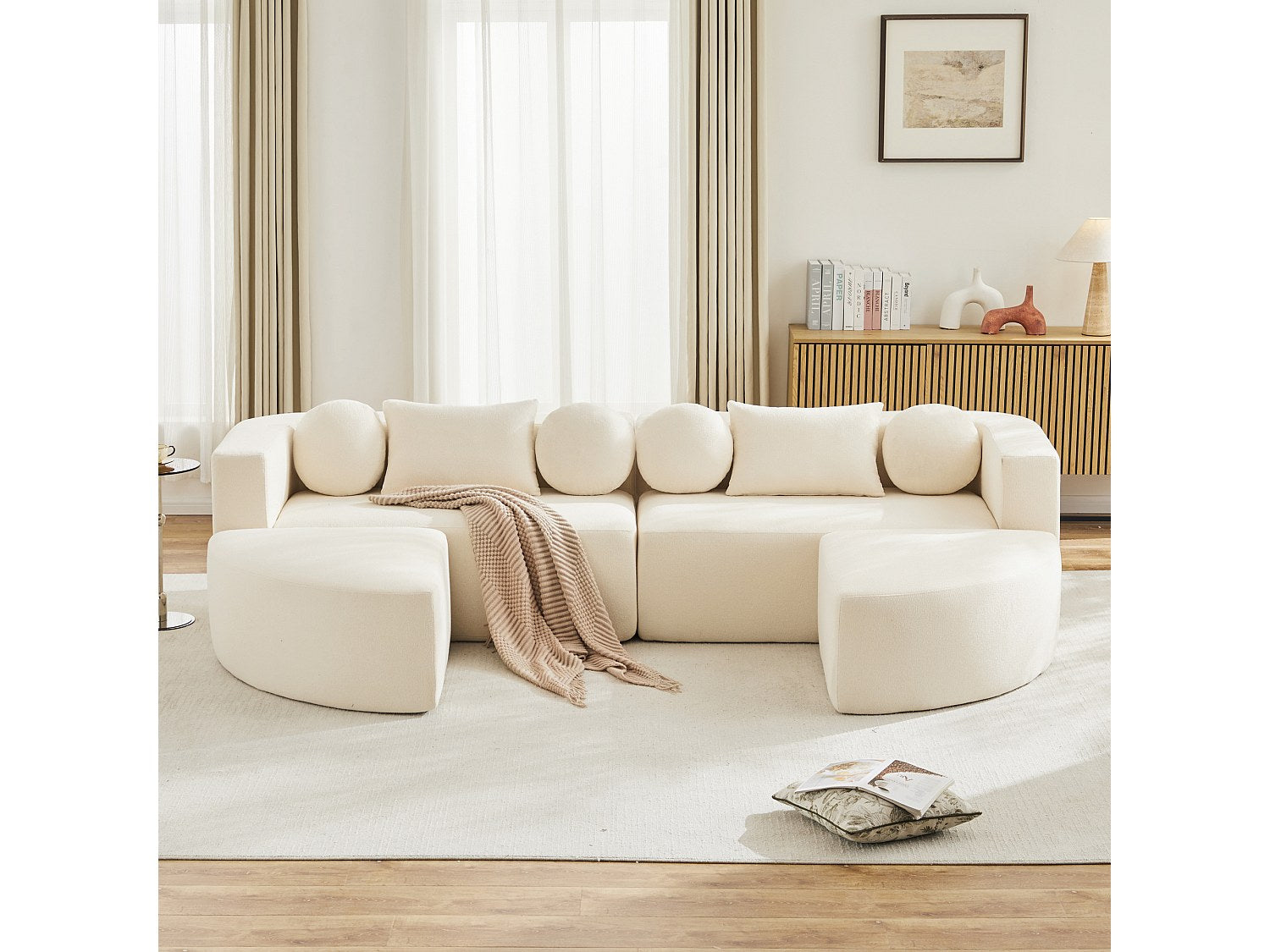 Canapé modulable beige tissu