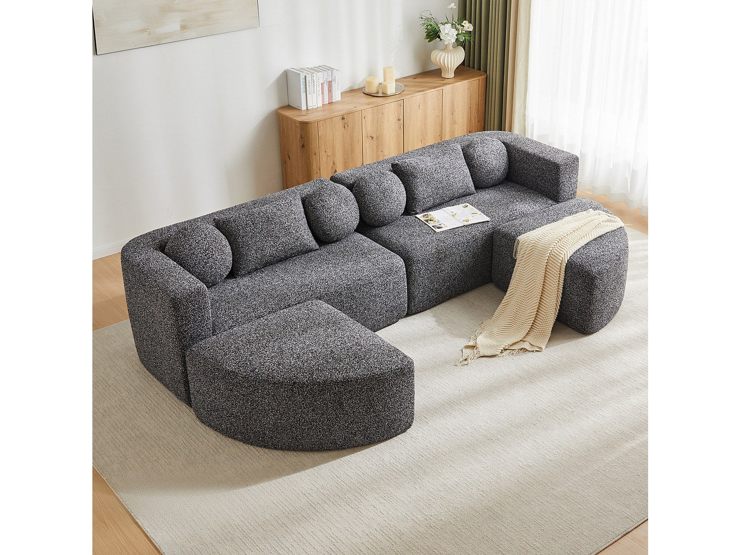 Canapé modulable noir tissu