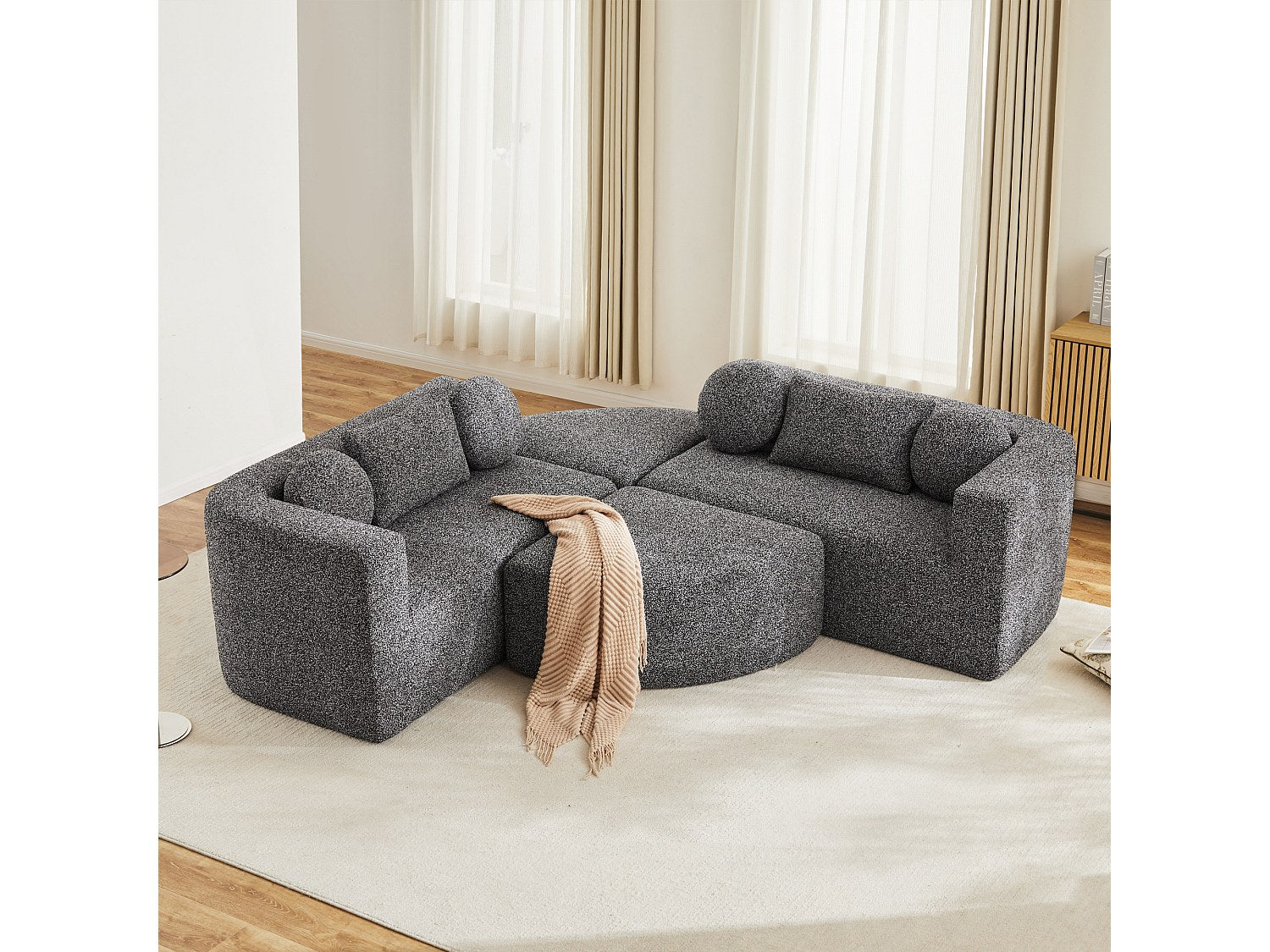 Canapé modulable noir tissu