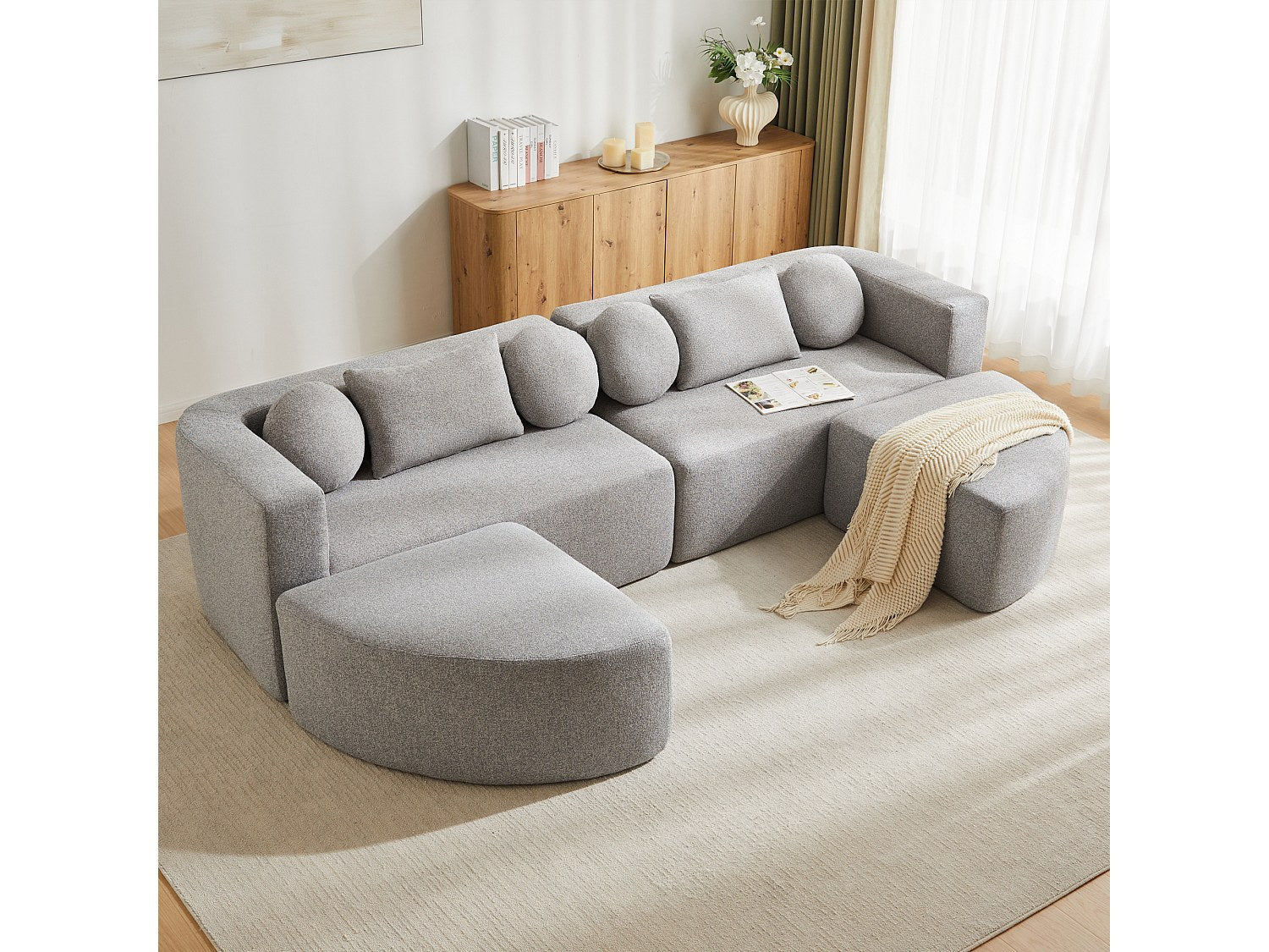Canapé modulable gris tissu