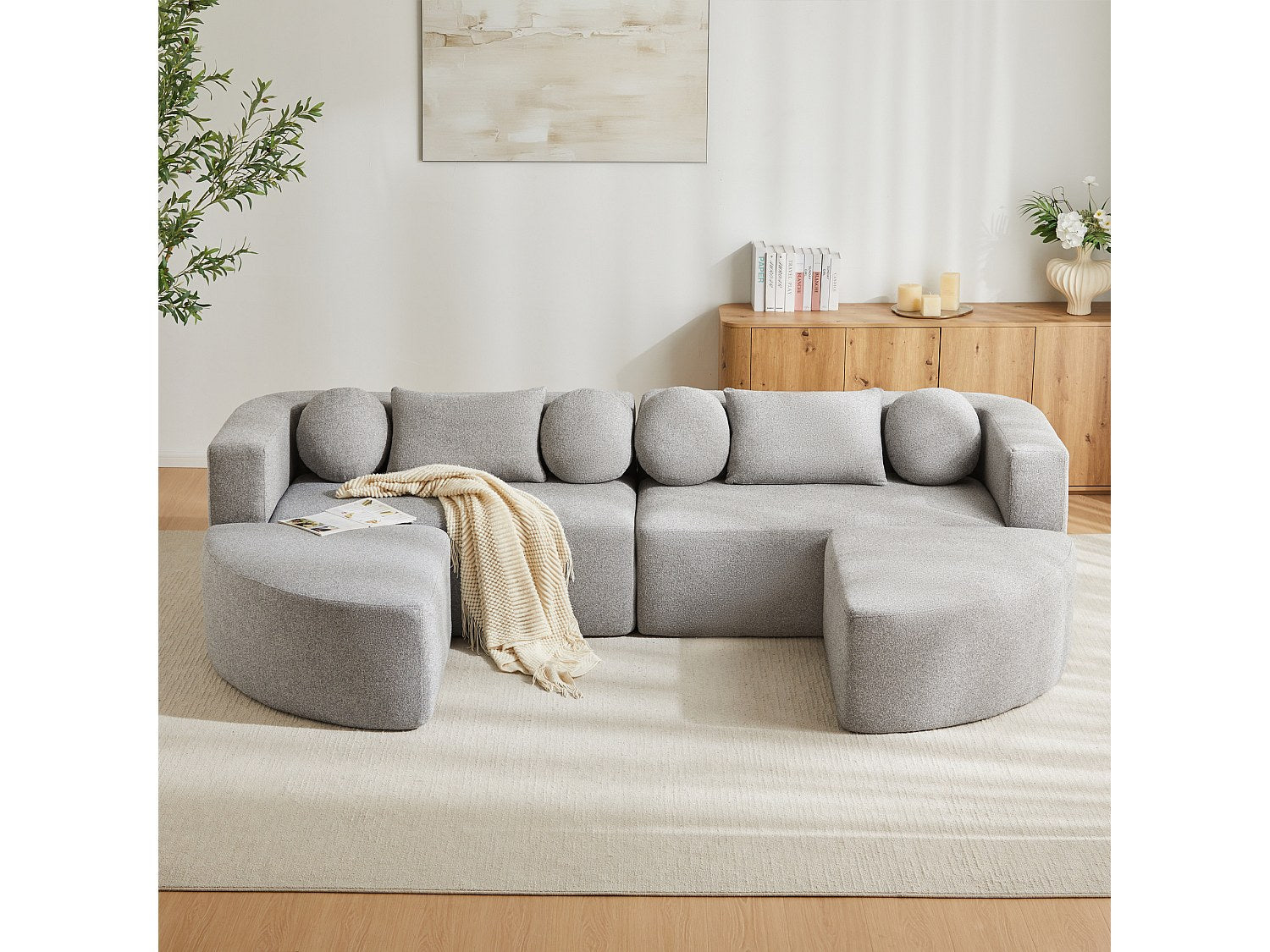 Canapé modulable gris tissu