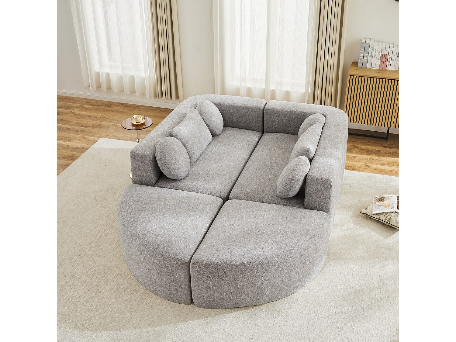 Canapé modulable gris tissu