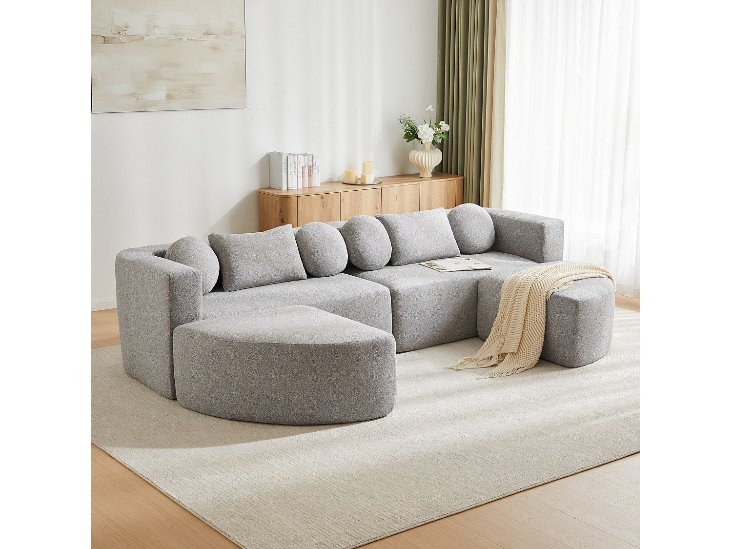 Canapé modulable gris tissu