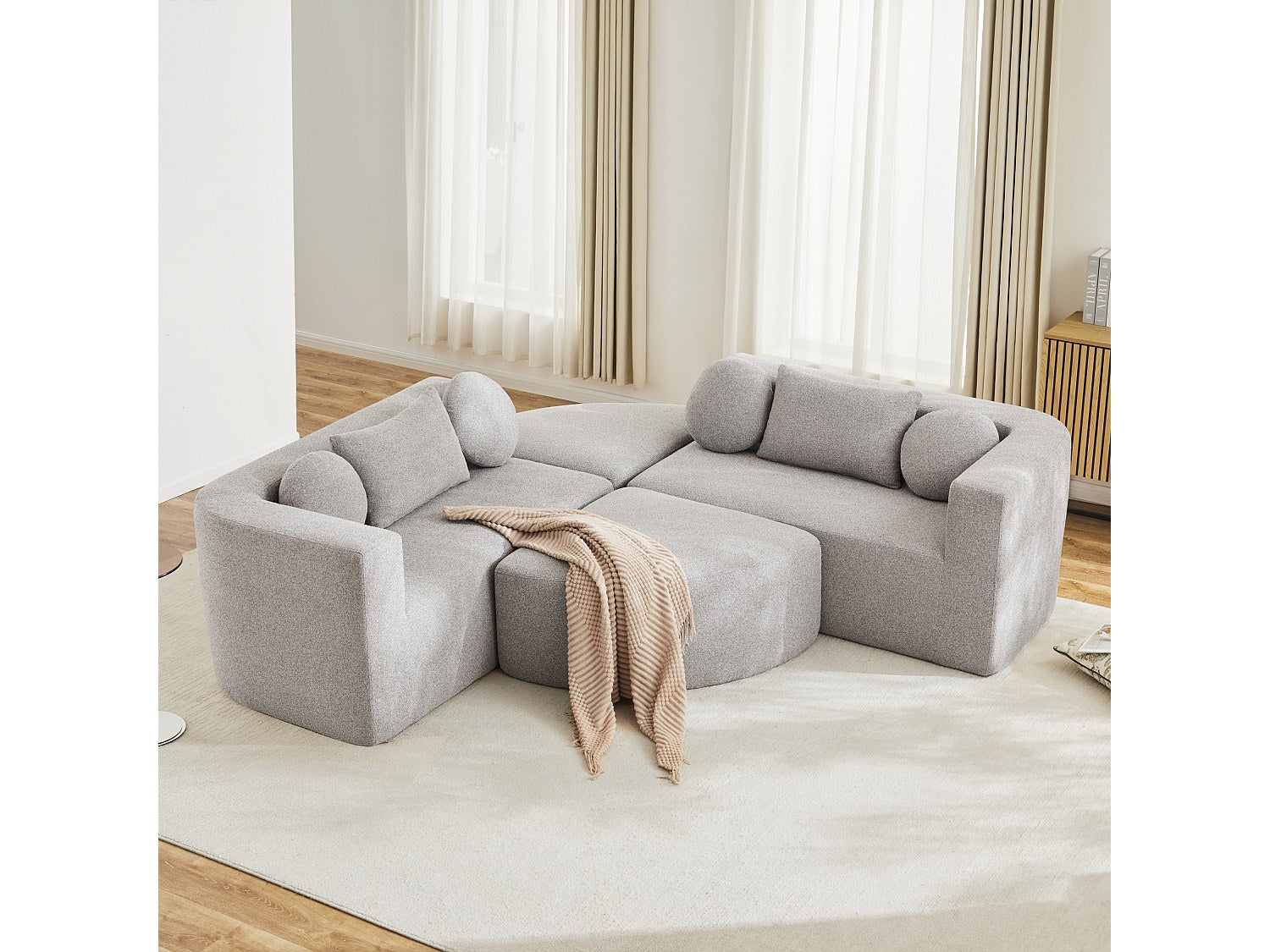 Canapé modulable gris tissu
