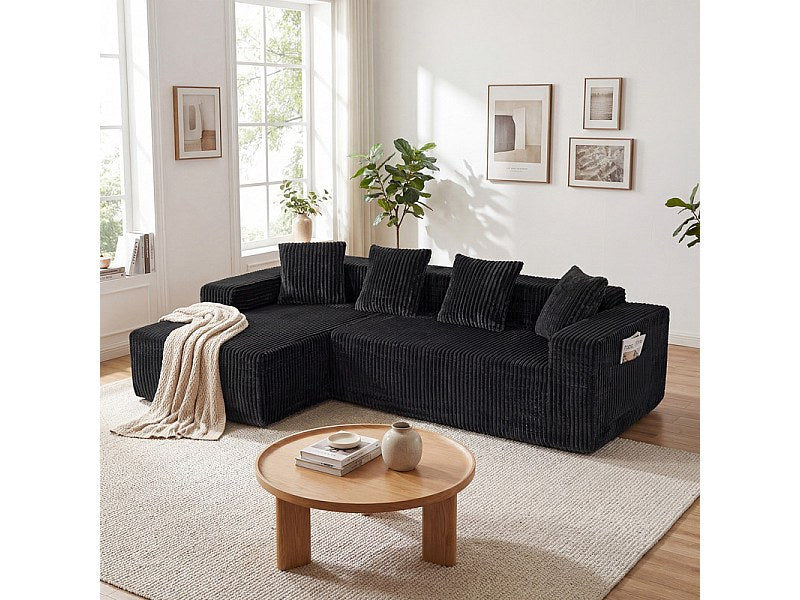 Méridienne pour canapé modulable 3 places noir velours