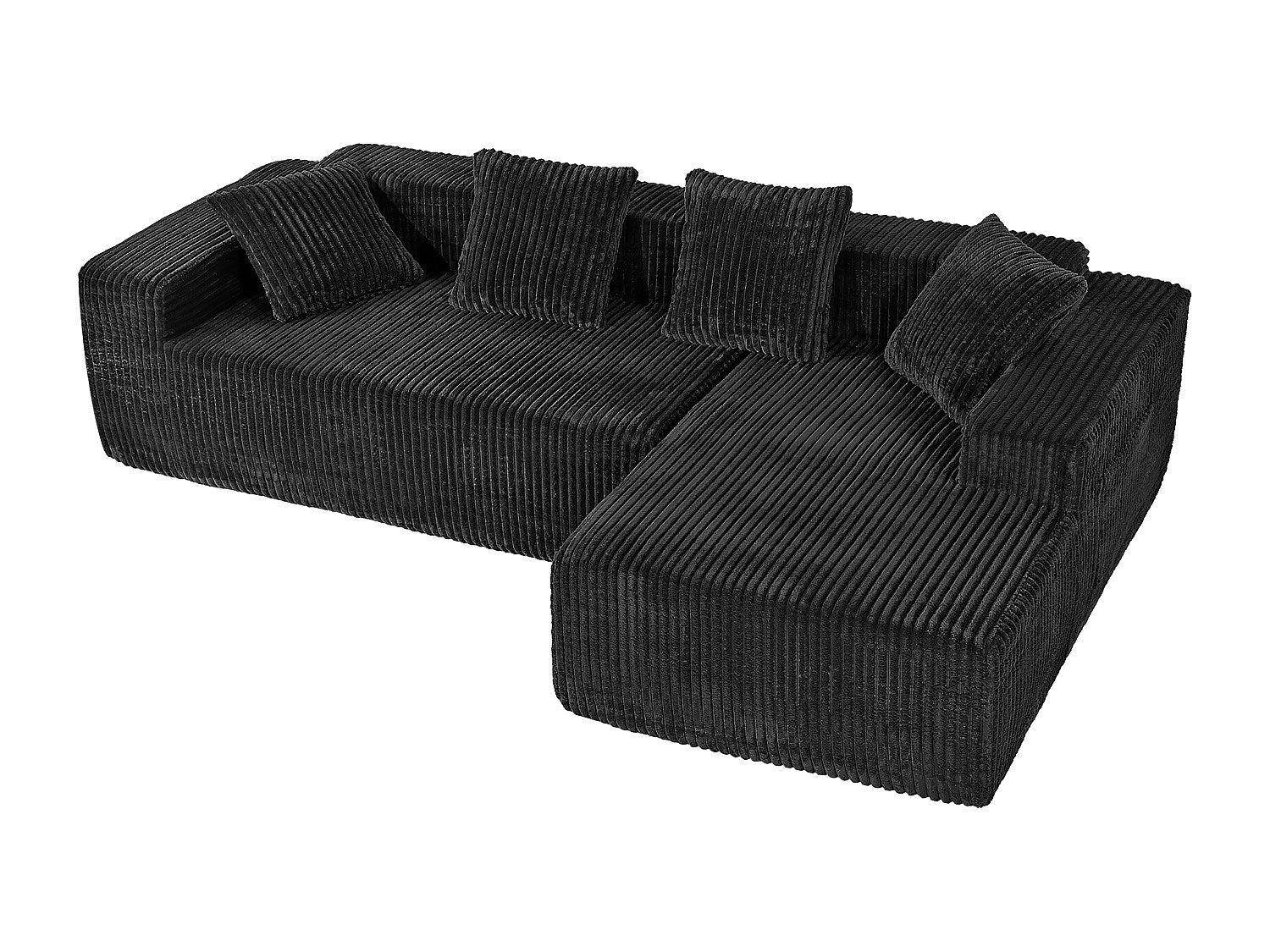 Méridienne pour canapé modulable 3 places noir velours