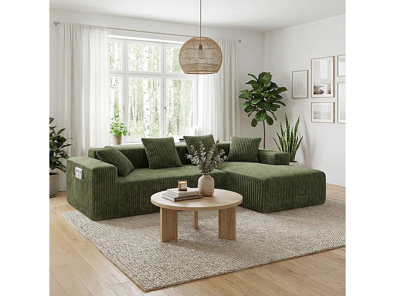 Méridienne pour canapé modulable 3 places vert velours