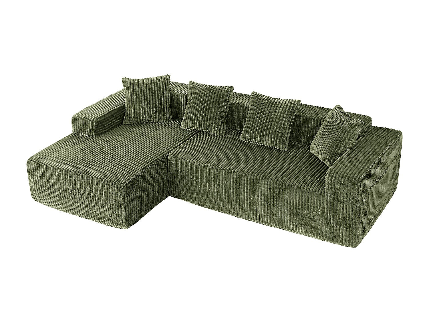 Méridienne pour canapé modulable 3 places vert velours
