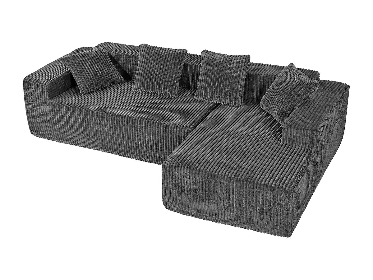 Méridienne pour canapé modulable 3 places gris velours