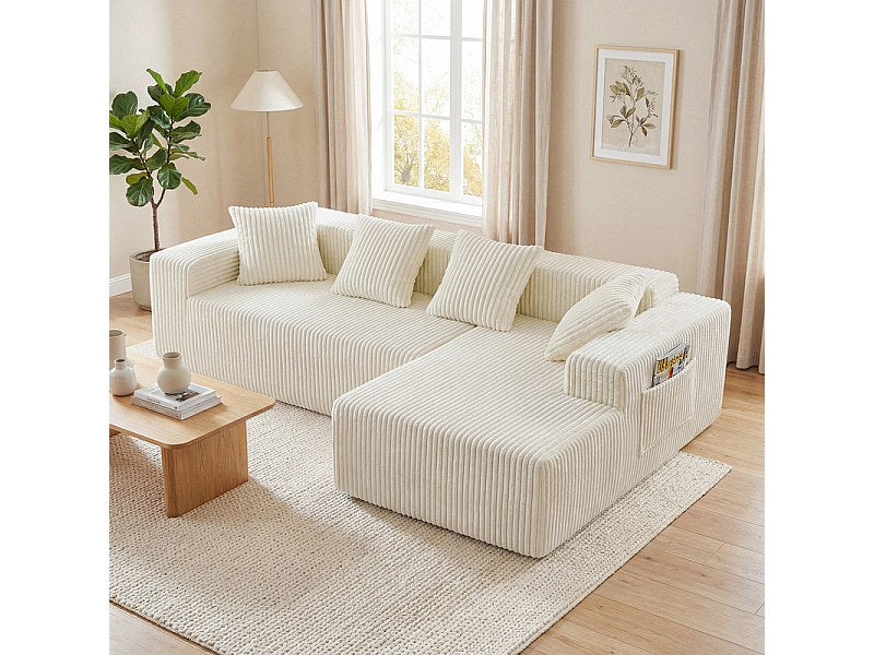 Méridienne pour canapé modulable 3 places beige velours