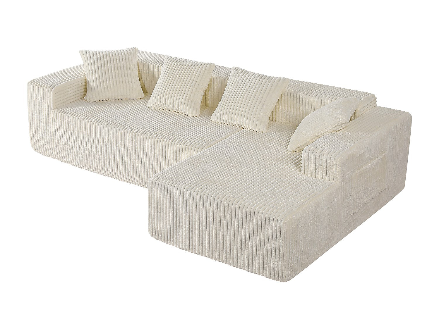 Méridienne pour canapé modulable 3 places beige velours