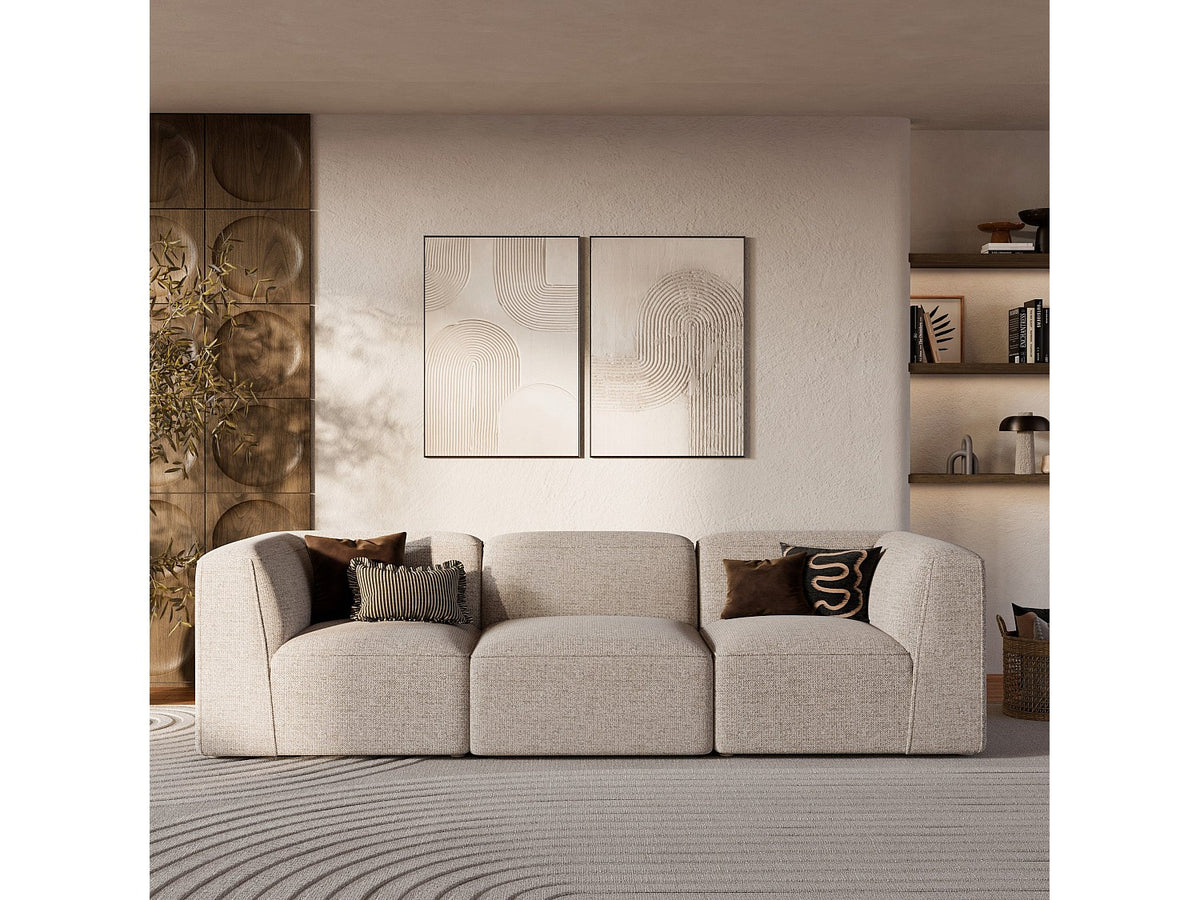 Canapé modulable 3 places beige tissu - Hestia