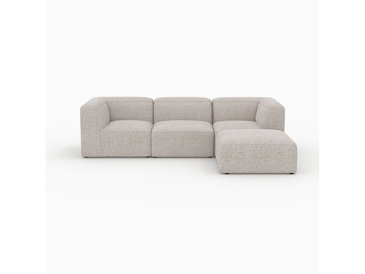 Pouf pour canapé modulable 3 places beige tissu - Hestia